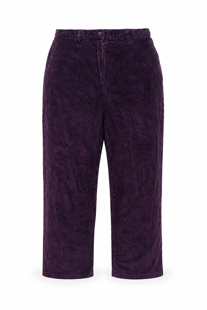 Country Collection Women Purple Corduroy Straight Trousers UK 14 28in