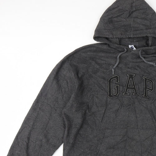 Gap Men’s Grey XL Pullover Hoodie Embroidered Logo Fleece