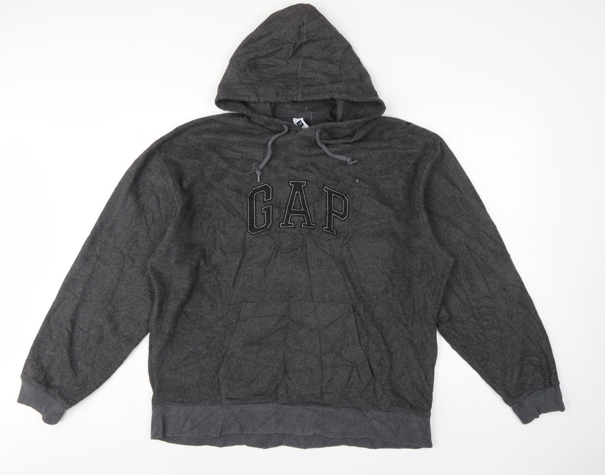 Gap Men’s Grey XL Pullover Hoodie Embroidered Logo Fleece