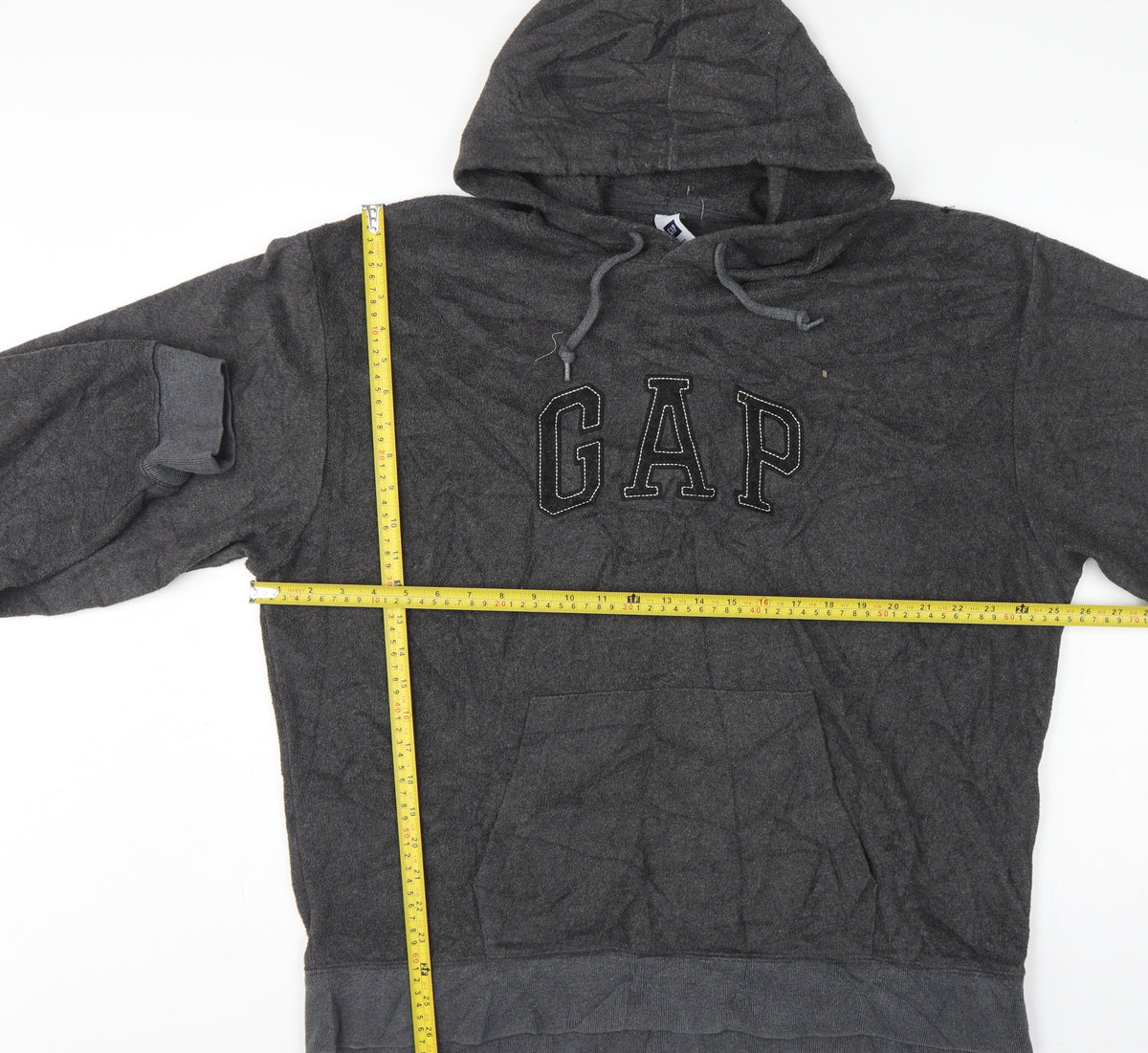 Gap Men’s Grey XL Pullover Hoodie Embroidered Logo Fleece