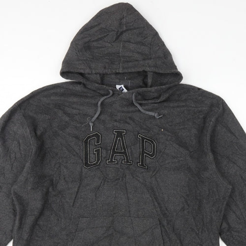 Gap Men’s Grey XL Pullover Hoodie Embroidered Logo Fleece