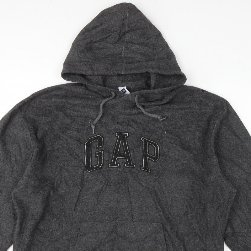 Gap Men’s Grey XL Pullover Hoodie Embroidered Logo Fleece