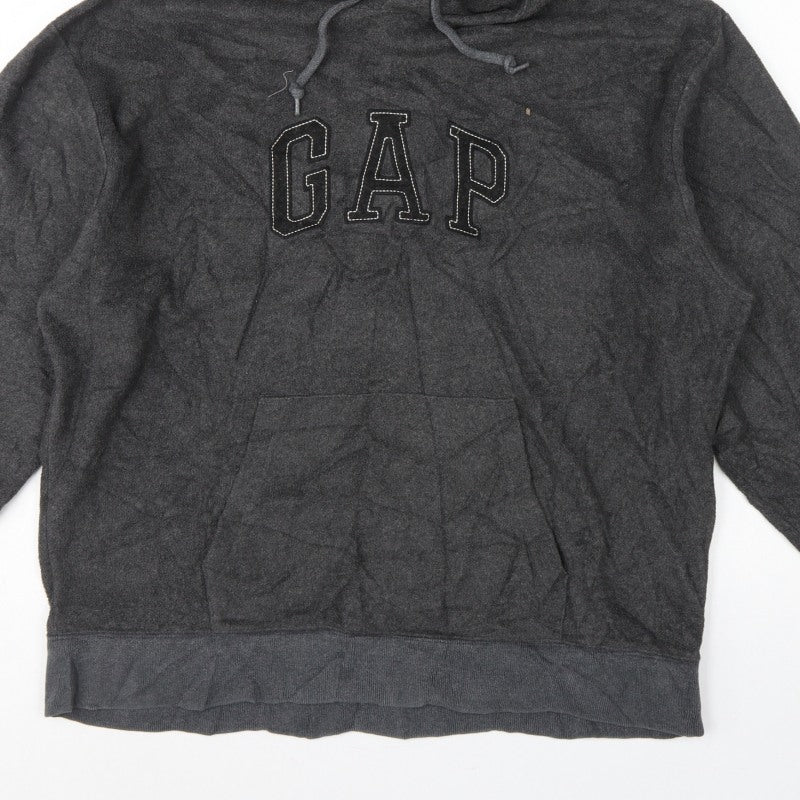 Gap Men’s Grey XL Pullover Hoodie Embroidered Logo Fleece