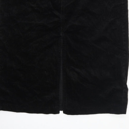 Marks and Spencer Women Black UK 10 Long Corduroy Pencil Skirt