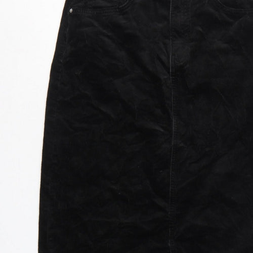 Marks and Spencer Women Black UK 10 Long Corduroy Pencil Skirt