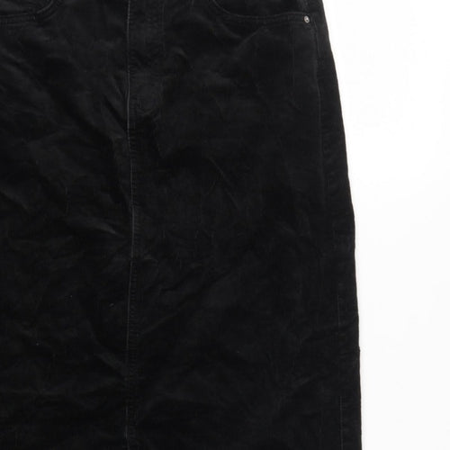 Marks and Spencer Women Black UK 10 Long Corduroy Pencil Skirt