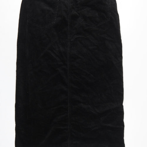 Marks and Spencer Women Black UK 10 Long Corduroy Pencil Skirt