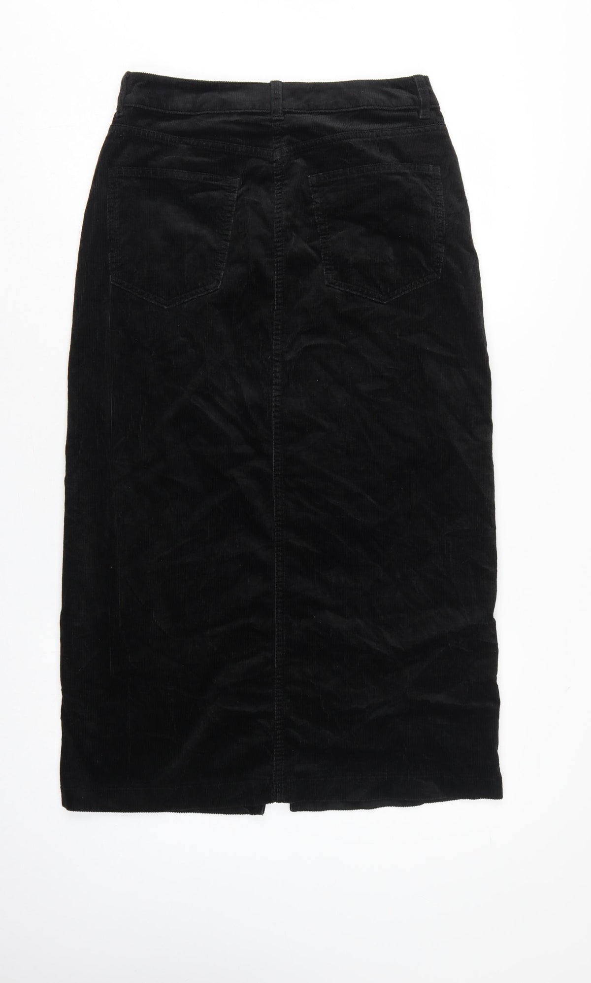 Marks and Spencer Women Black UK 10 Long Corduroy Pencil Skirt