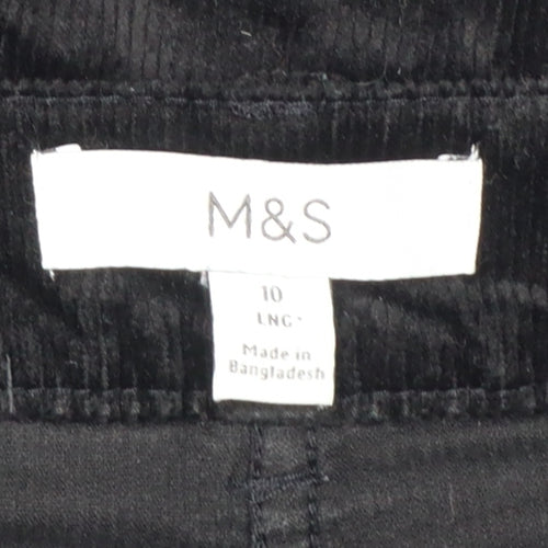 Marks and Spencer Women Black UK 10 Long Corduroy Pencil Skirt