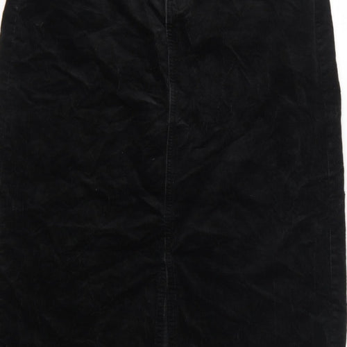 Marks and Spencer Women Black UK 10 Long Corduroy Pencil Skirt