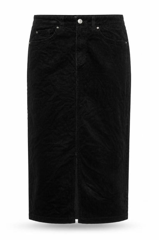 Marks and Spencer Women Black UK 10 Long Corduroy Pencil Skirt
