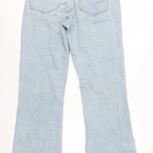 Masonprince Women’s Blue S High Rise Distressed Wide-Leg Jeans