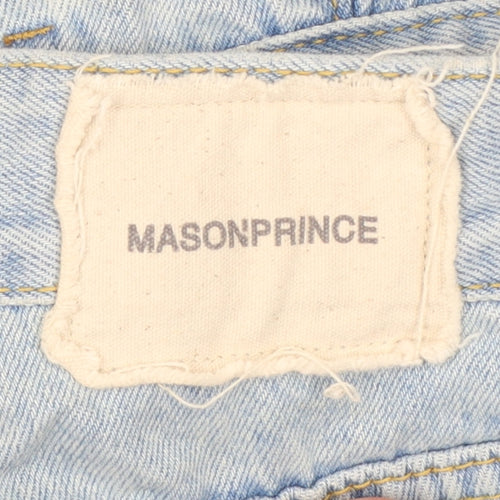 Masonprince Women’s Blue S High Rise Distressed Wide-Leg Jeans