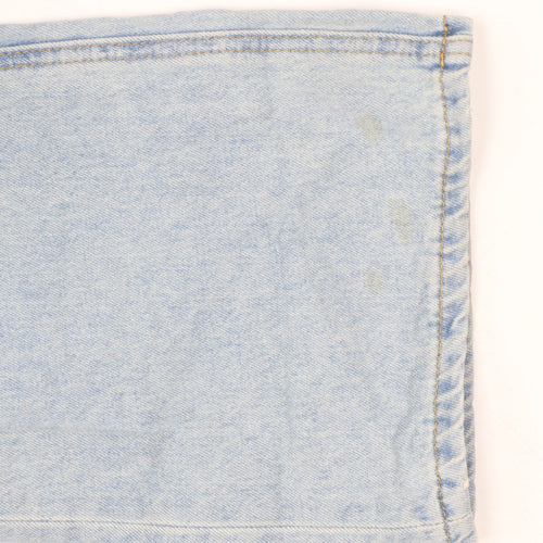 Masonprince Women’s Blue S High Rise Distressed Wide-Leg Jeans