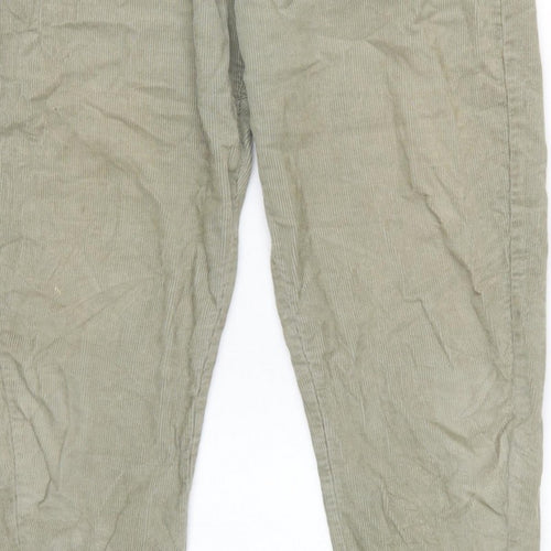 Zara Women Green UK 8 Paperbag Corduroy Tapered Trousers