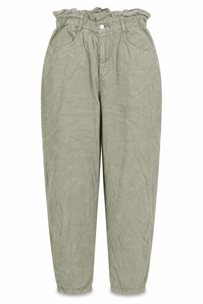 Zara Women Green UK 8 Paperbag Corduroy Tapered Trousers