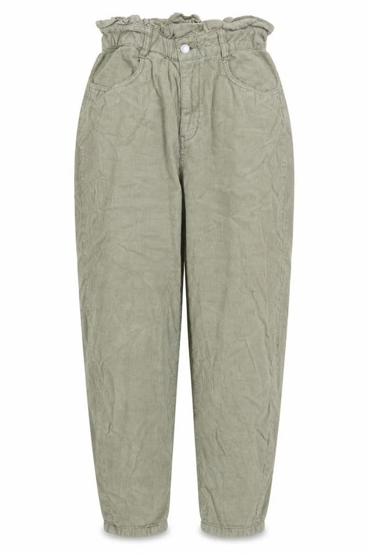Zara Women Green UK 8 Paperbag Corduroy Tapered Trousers