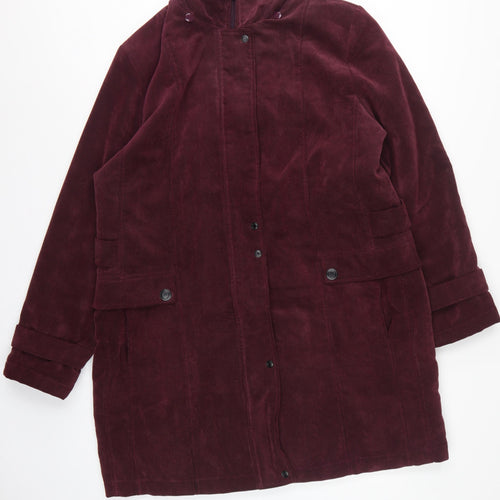 Kluss Collection Women's Red L Basic Corduroy Padded Long Coat