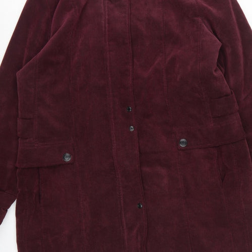 Kluss Collection Women's Red L Basic Corduroy Padded Long Coat