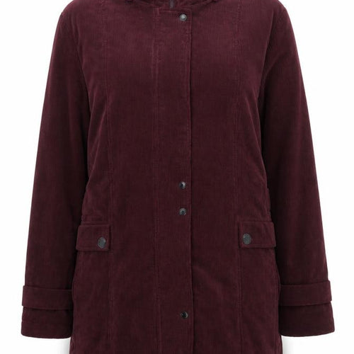 Kluss Collection Women's Red L Basic Corduroy Padded Long Coat
