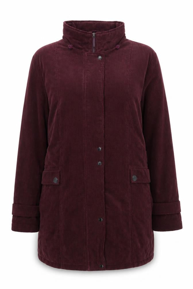 Kluss Collection Women's Red L Basic Corduroy Padded Long Coat