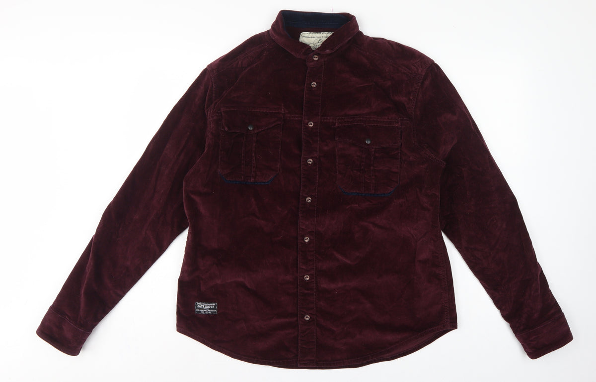 Back view of Jack South Men’s Red L Corduroy Western Button-Up Shirt