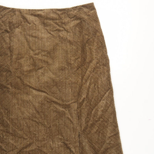 Per Una Women Brown UK 14 Herringbone Midi A-Line Lined Skirt