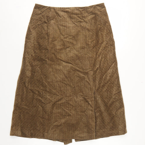 Per Una Women Brown UK 14 Herringbone Midi A-Line Lined Skirt