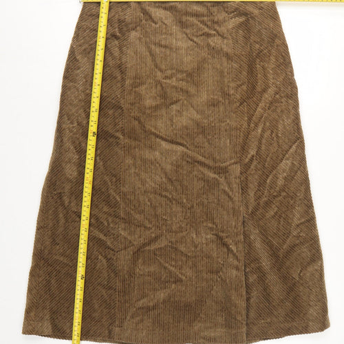 Per Una Women Brown UK 14 Herringbone Midi A-Line Lined Skirt