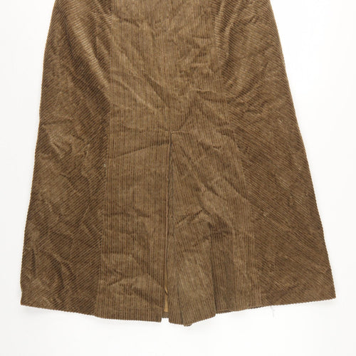 Per Una Women Brown UK 14 Herringbone Midi A-Line Lined Skirt