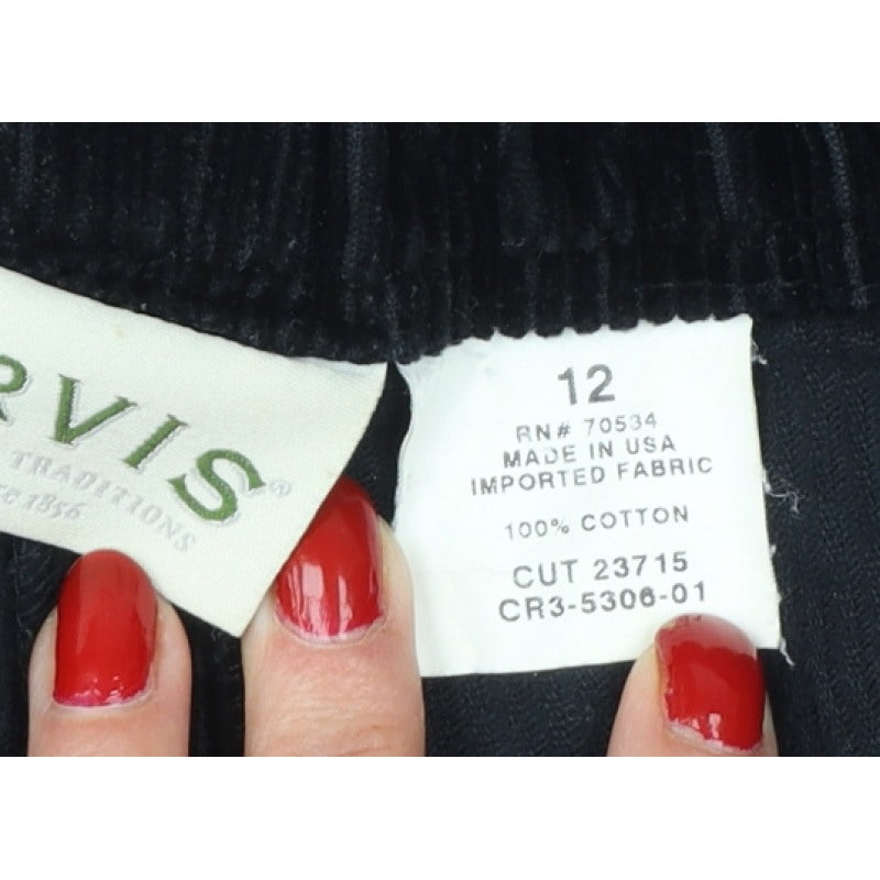 Orvis Women’s Black Size 12 Cotton Corduroy Elastic Waist Tapered Trousers