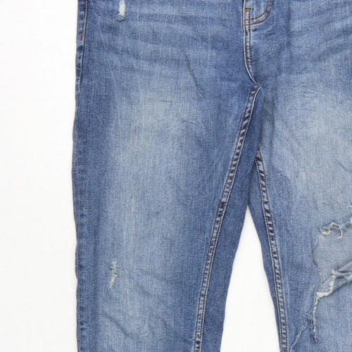 Zara Women Blue UK 14 Skinny Distressed Stretch Denim Jeans