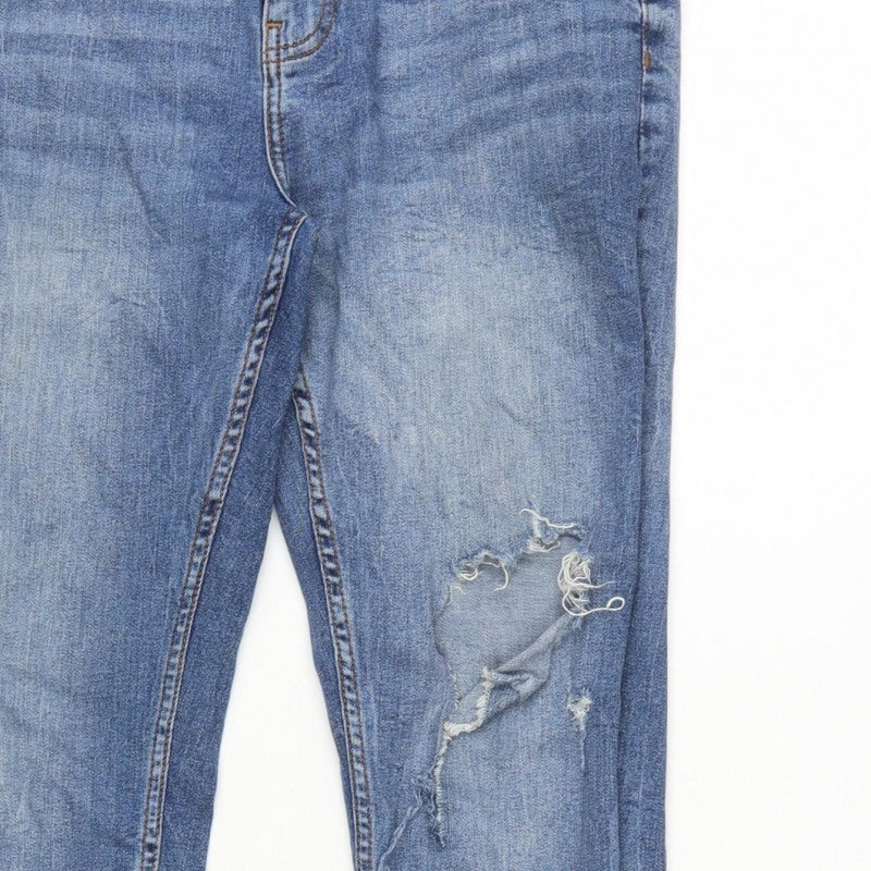 Zara Women Blue UK 14 Skinny Distressed Stretch Denim Jeans