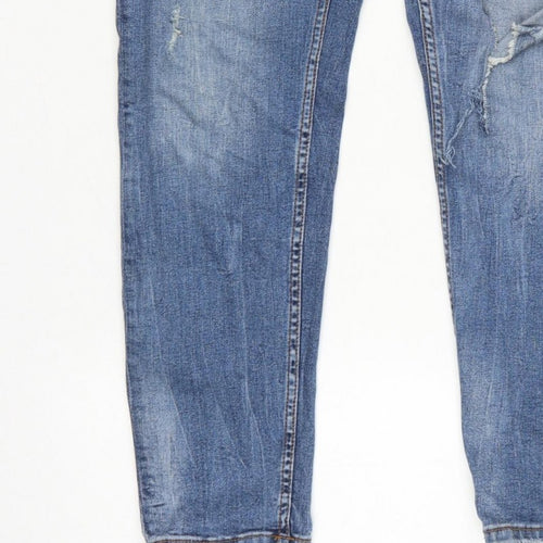 Zara Women Blue UK 14 Skinny Distressed Stretch Denim Jeans