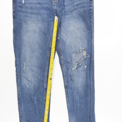 Zara Women Blue UK 14 Skinny Distressed Stretch Denim Jeans