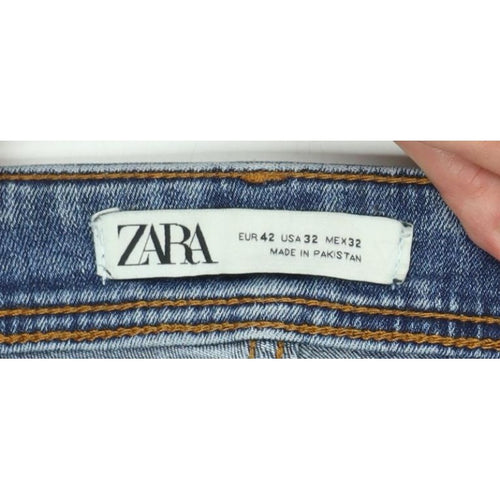 Zara Women Blue UK 14 Skinny Distressed Stretch Denim Jeans