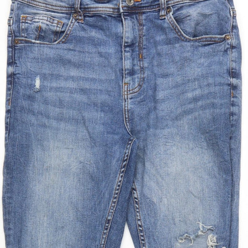 Zara Women Blue UK 14 Skinny Distressed Stretch Denim Jeans