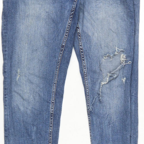 Zara Women Blue UK 14 Skinny Distressed Stretch Denim Jeans