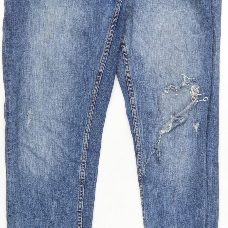 Zara Women Blue UK 14 Skinny Distressed Stretch Denim Jeans