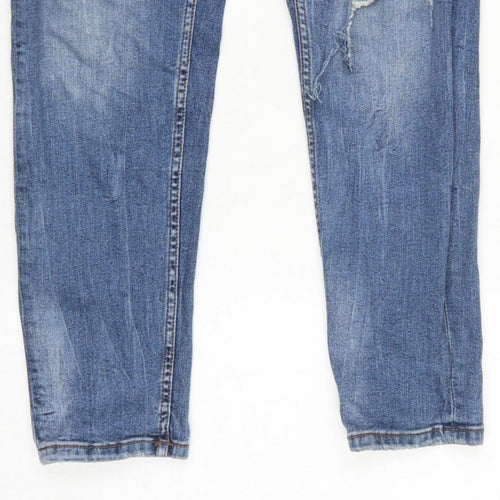 Zara Women Blue UK 14 Skinny Distressed Stretch Denim Jeans