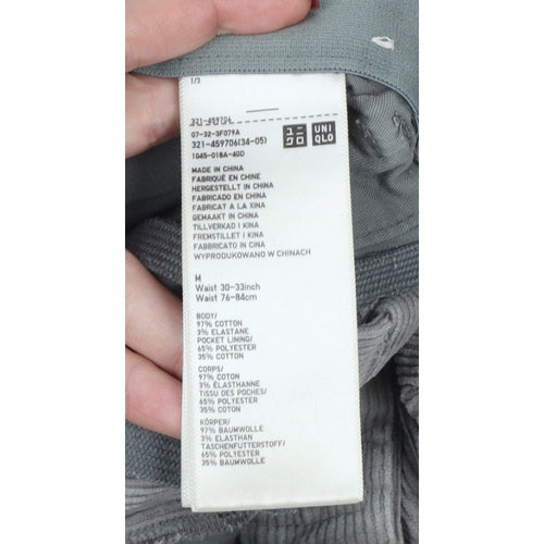 Uniqlo Men's Grey Corduroy Chino Trousers M 30in Regular Tapered
