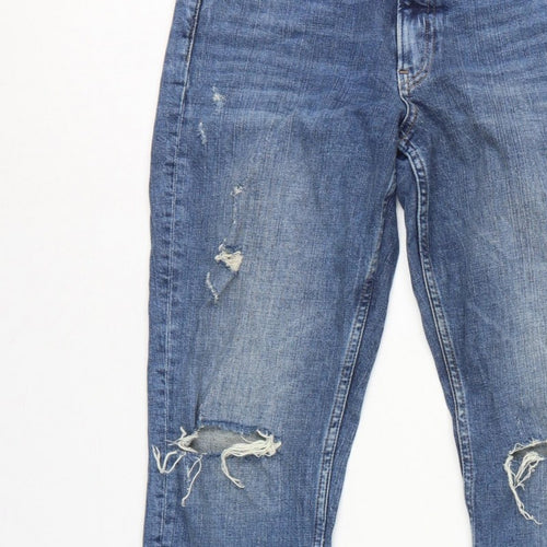 H&M Women Blue UK 8 Boyfriend Distressed Girlfriend Fit Jeans