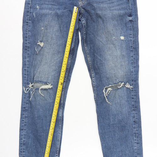 H&M Women Blue UK 8 Boyfriend Distressed Girlfriend Fit Jeans