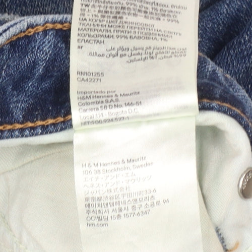H&M Women Blue UK 8 Boyfriend Distressed Girlfriend Fit Jeans