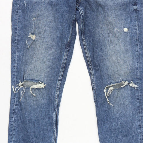 H&M Women Blue UK 8 Boyfriend Distressed Girlfriend Fit Jeans