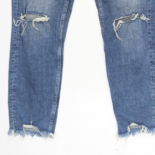 H&M Women Blue UK 8 Boyfriend Distressed Girlfriend Fit Jeans