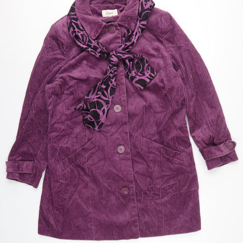 M&S Women Purple UK 18 Corduroy Long Overcoat Scarf