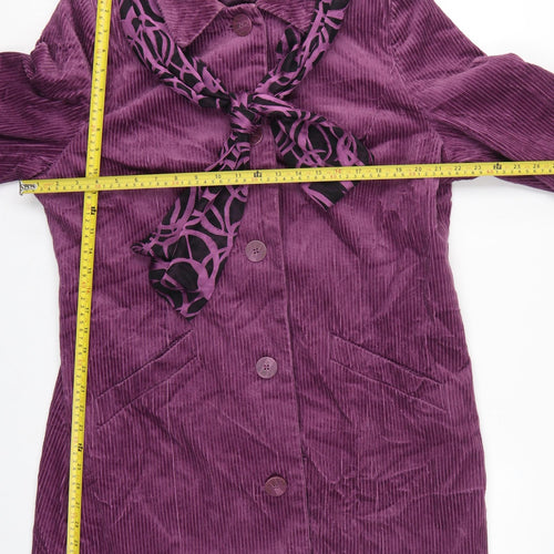 M&S Women Purple UK 18 Corduroy Long Overcoat Scarf