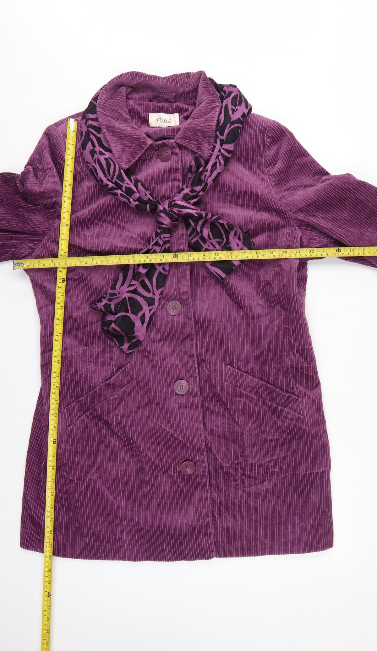 M&S Women Purple UK 18 Corduroy Long Overcoat Scarf