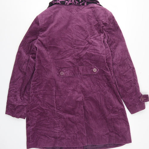 M&S Women Purple UK 18 Corduroy Long Overcoat Scarf